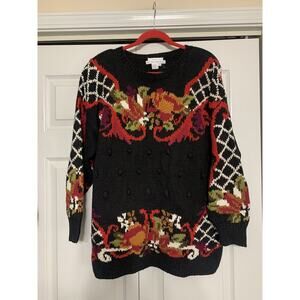 Vintage Jennifer Reed Too 80s Hand-Knit Wearable Art Heavy Artsy Sweater 2X